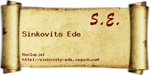 Sinkovits Ede névjegykártya